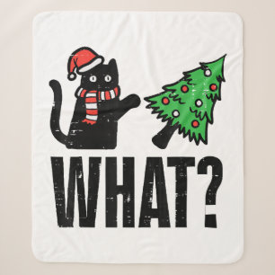 Couverture Sherpa Noël Chat Tipping Xmas Tree Drôle