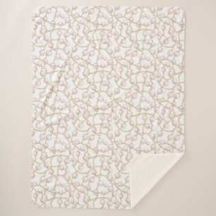 Couverture Sherpa Noël de perles de verre rose or