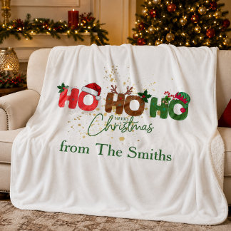 Couverture Sherpa Noël Ho Ho Ho personnalisé