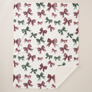 Couverture Sherpa Noël Red Green Bows