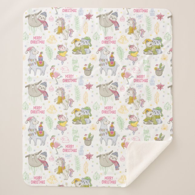 Couverture Sherpa Noël tropical mignon (Devant)