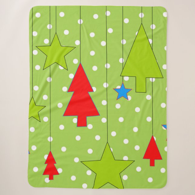 Couverture Sherpa Noël vert et blanc (Devant)