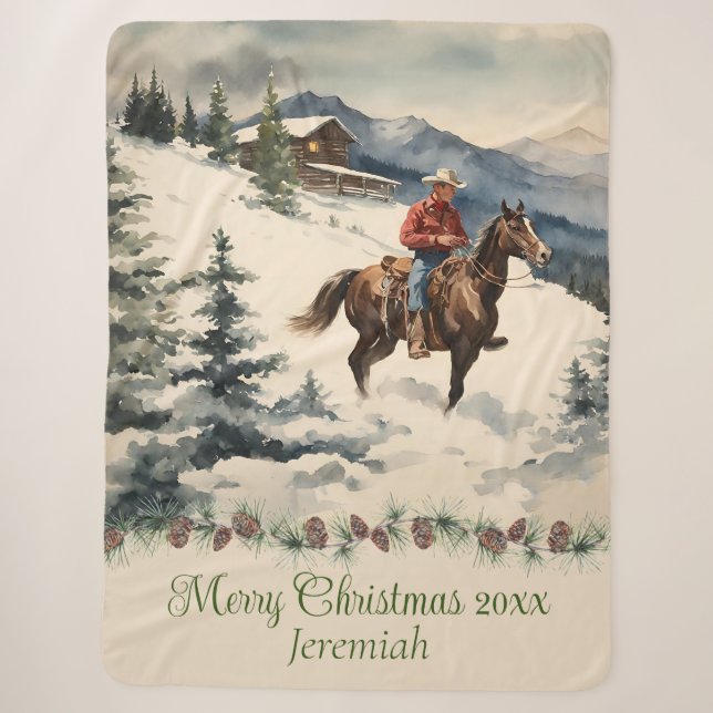 Couverture Sherpa Noël Vintage occidental (Devant)