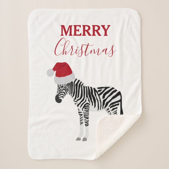 Couverture Sherpa Noël Zebra Funny Animal avec Santa Hat (Devant)