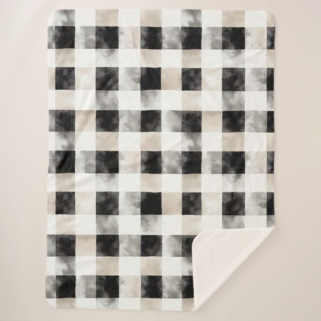 Couverture Sherpa Noir Blanc Argent Russe Noël (Devant)