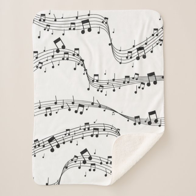 Couverture Sherpa Noir et blanc note musicienne Motif (Devant)