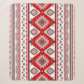Couverture Sherpa Noir noir rouge, motifs ukrainiens.