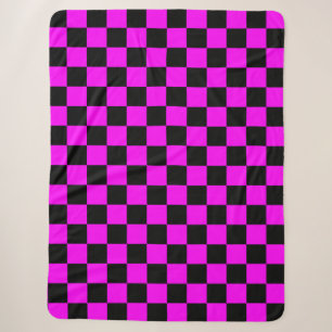 Couverture Sherpa Noir + Pink Check À damiers Motif de tableau de bo
