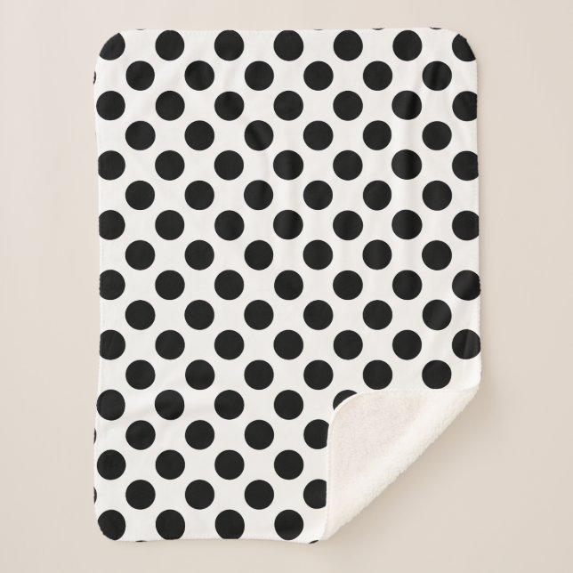 Couverture Sherpa Noir sur Blanc Grand Taille Pois (Devant)