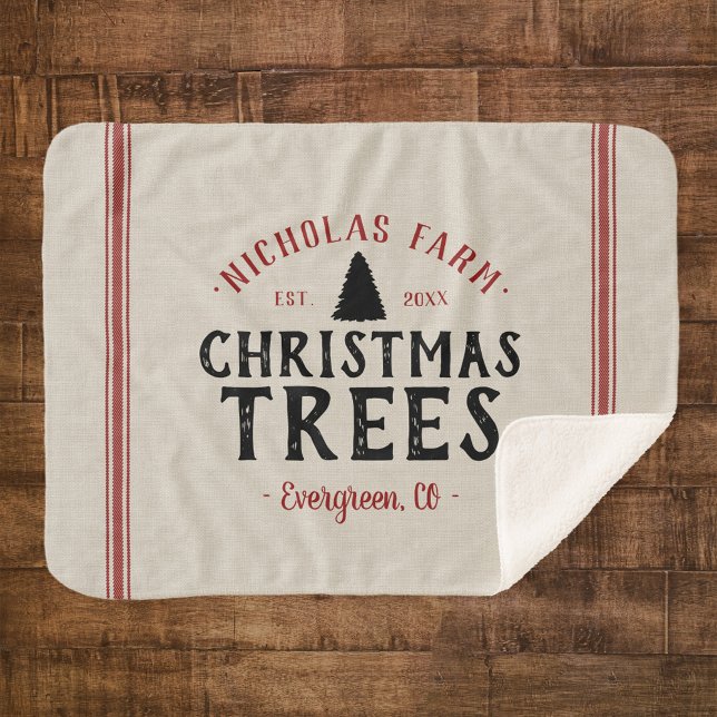 Couverture Sherpa Nom de famille Arbre de Noël Ferme de stockage de  (Créateur téléchargé)