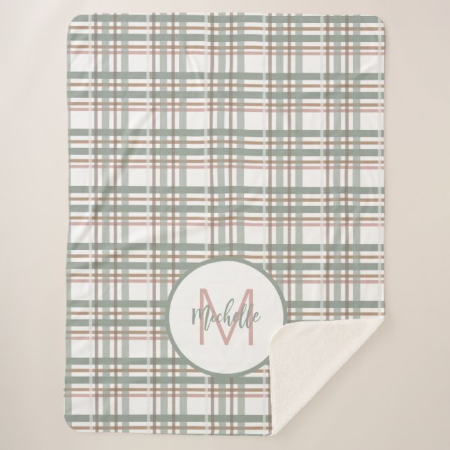 Couverture Sherpa Nom du monogramme Motif initial rose vif (Devant)