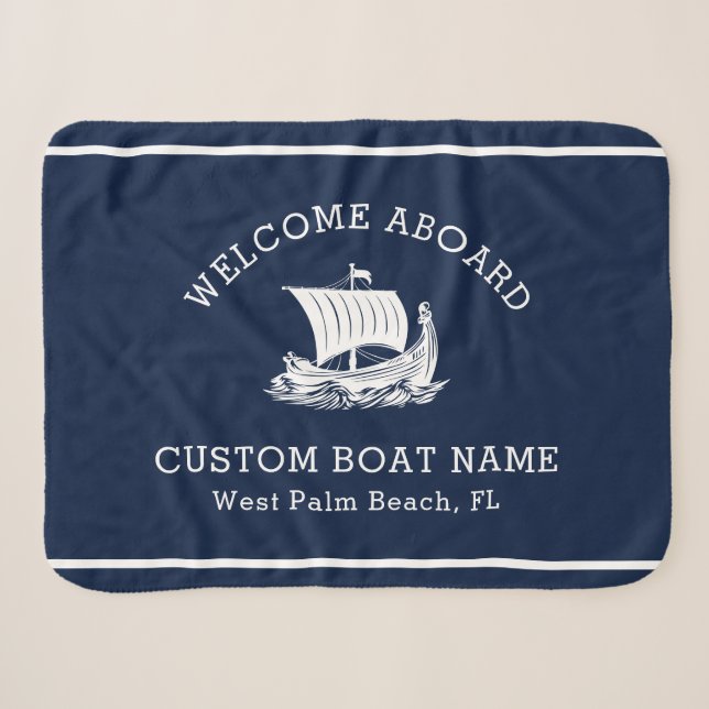 Couverture Sherpa Nom et logo du bateau Nautique moderne (Devant (Horizontal))