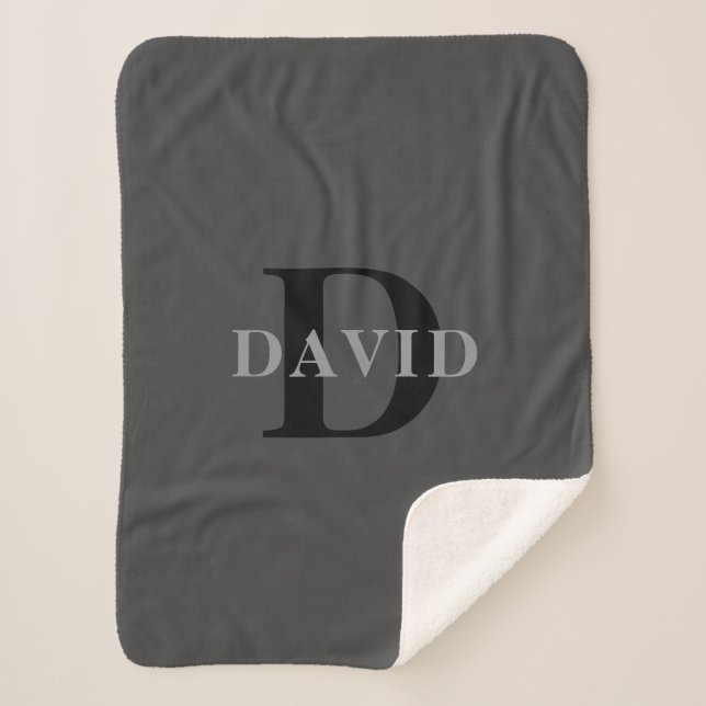 Couverture Sherpa Nom et monogramme | Dark Gray (Devant)