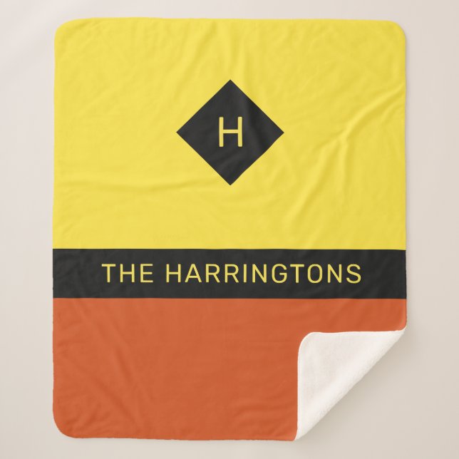 Couverture Sherpa Nom et monogramme personnalisés (Devant)