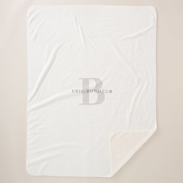 Couverture Sherpa Nom moderne élégant et monogramme (Devant)