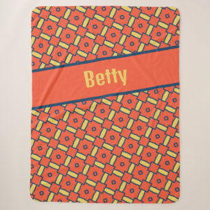 Couverture Sherpa Nom Motif de diamant géométrique orange