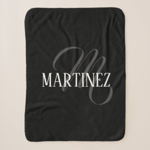Couverture Sherpa Nom Personnalisé Black Elegant   Nom