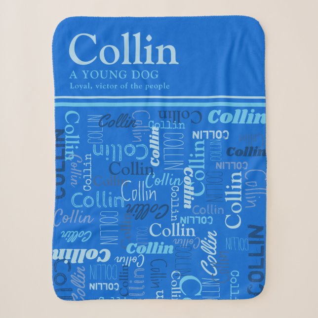 Couverture Sherpa Nom personnalisé Collin signifiant nuances de bleu (Devant)