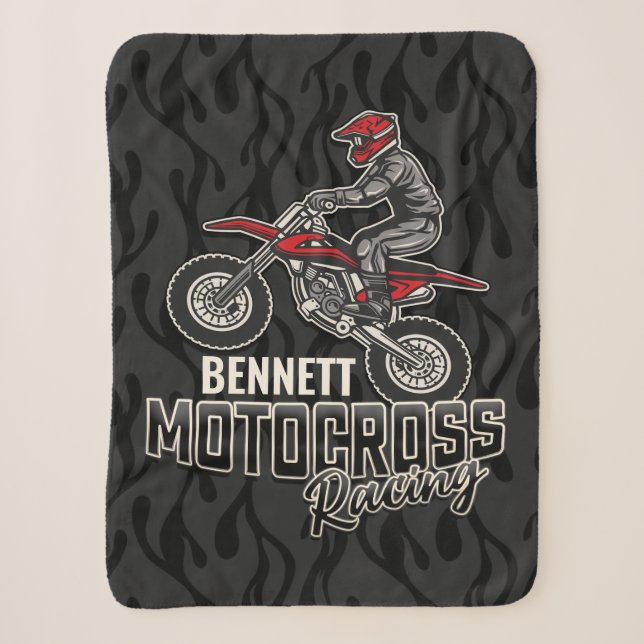 Couverture Sherpa Nom personnalisé Dirt Vélo Rider Motocross Racing (Devant)