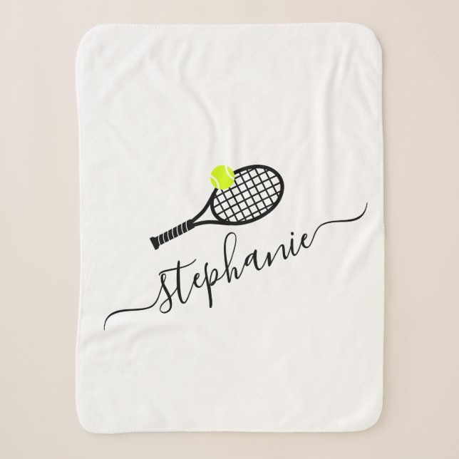 Couverture Sherpa Nom personnalisé du monogramme de tennis (Devant)