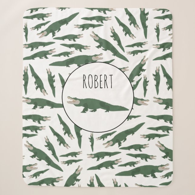 Couverture Sherpa Nom personnalisé du Motif crocodile de l'alligator (Devant)