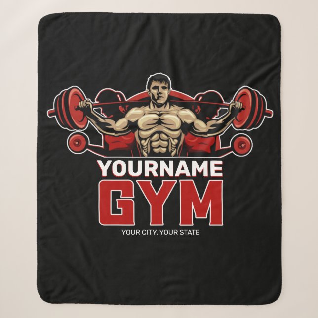 Couverture Sherpa NOM personnalisé Fitness Accueil GYM Poids Lifting (Devant)