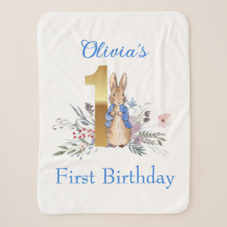 Couverture Sherpa Nom personnalisé Lapin classique Premier anniversa