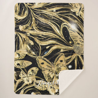 Couverture Sherpa Nom personnalisé papillon