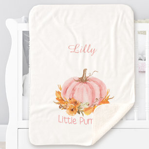 Couverture Sherpa Nom personnalisé Petit Citrouille rose