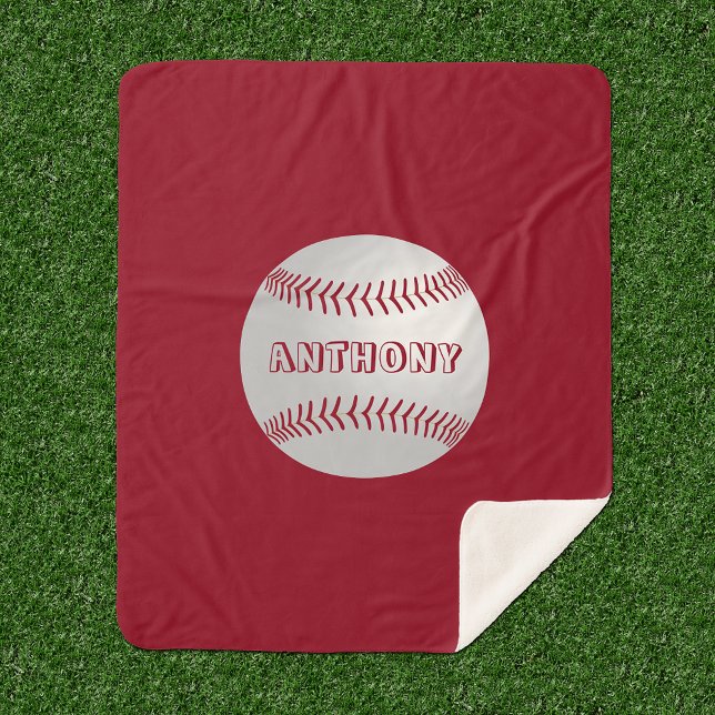 Couverture Sherpa Nom personnalisé Thème de sport Rouge Base-ball Bl (Créateur téléchargé)