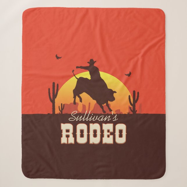 Couverture Sherpa NOM Personnalisé Western Cowboy Bull Rider Rodeo (Devant)