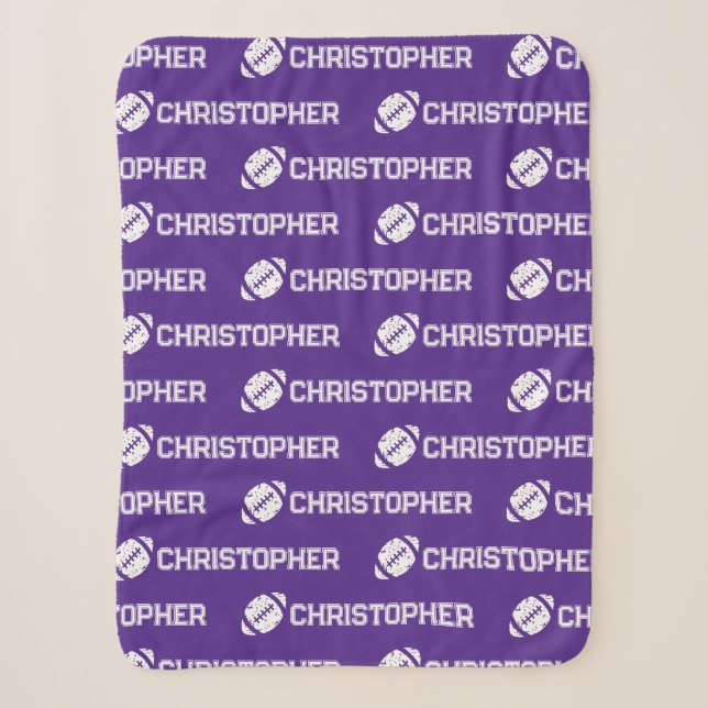 Couverture Sherpa Nom répété Football Dreams Purple (Devant)
