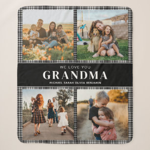 Couverture Sherpa Nous t'aimons Grand-mère Personnalisé 4 Photo Coll