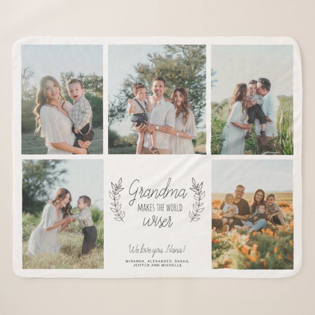 Couverture Sherpa Nous vous aimons grand-mère 5 photo collage person (Devant (Horizontal))