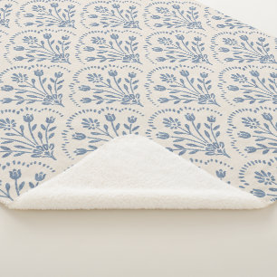 Couverture Sherpa Nouveau motif à coquilles florales bleues de ferme