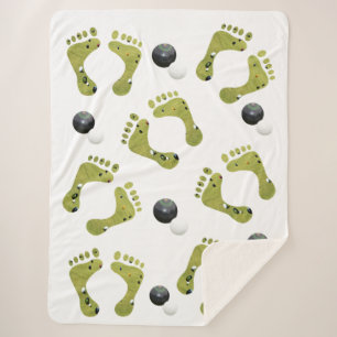 Couverture Sherpa Novelty Lawn Bowls Design, Grande Blanche Sherpa.