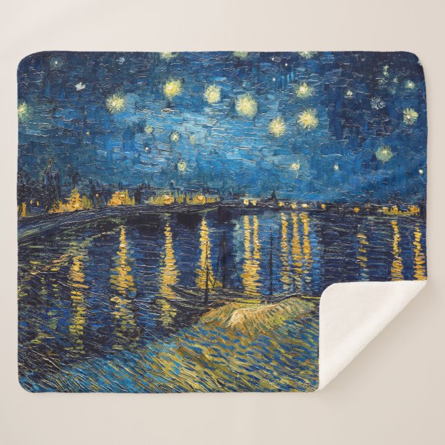Couverture Sherpa Nuit étoilée sur le Rhône | Van Gogh | (Devant (Horizontal))