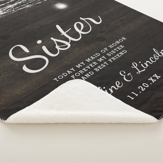 Couverture Sherpa Oak Ridge Rustic à la citation coeur soeur (3/4)