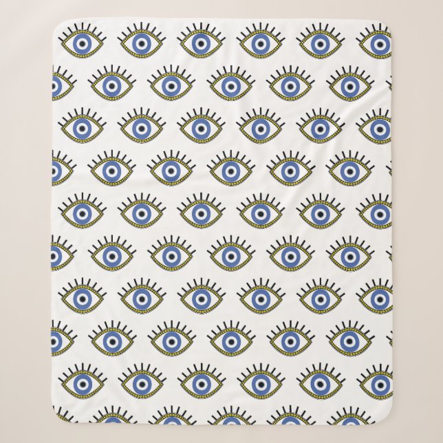 Couverture Sherpa Oeil bleu, bonne chance, protection contre le mauv (Devant)