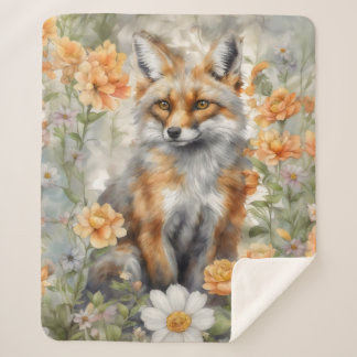 Couverture Sherpa OEuvre d'aquarelle Fox
