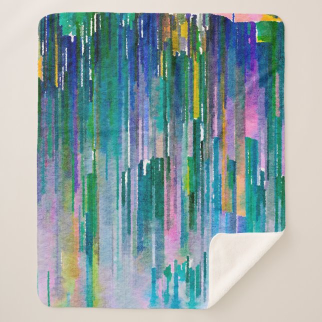 Couverture Sherpa OEuvre multicolore aquarelle (Devant)