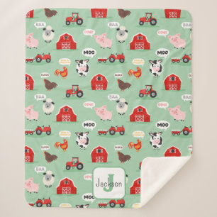Couverture Sherpa Oink Baa Moo Agritourisme Animaux mignons Enfants