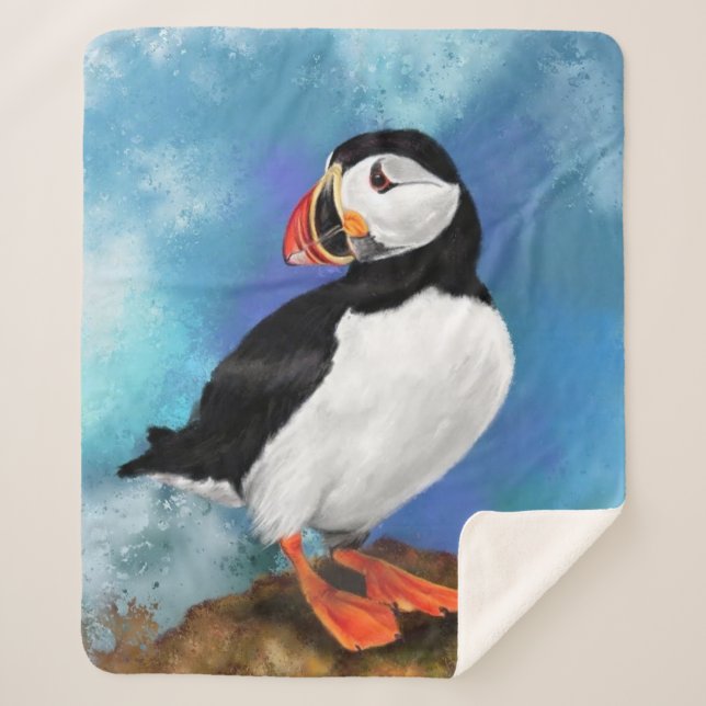 Couverture Sherpa Oiseau de Puffin Atlantique - Beak clown - Peintur (Devant)