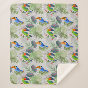 Couverture Sherpa Oiseau Toucan mignon, Motif de tous les jours, Aqu