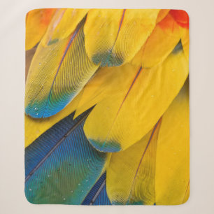 COUVERTURE SHERPA OISEAUX JAUNES BLEUS ET ROUGES DE FLEURS DE PARADI