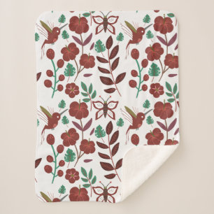 Couverture Sherpa Oiseaux motifs et papillons floraux sans soudure