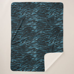 Couverture Sherpa Ombre d'impression bleu noir Zebra