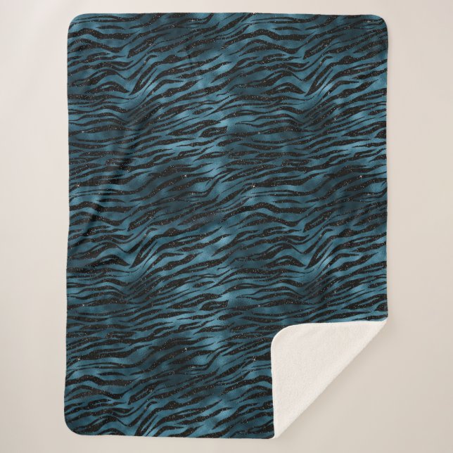 Couverture Sherpa Ombre d'impression bleu noir Zebra (Devant)