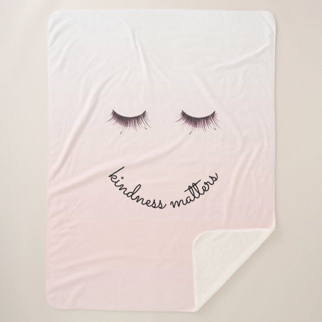 Couverture Sherpa Ombre rose pâle La gentillesse compte les cils (Devant)