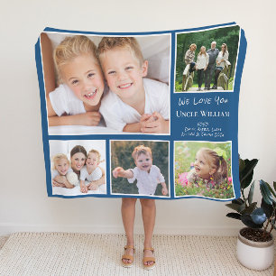 Couverture Sherpa Oncle photo Collage bleu